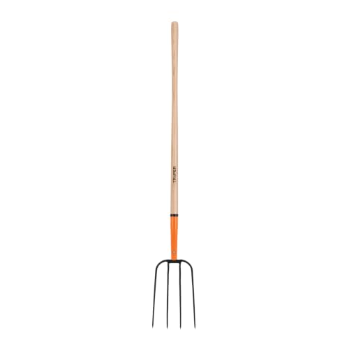 Truper 4-Tine Forged Steel Pitchfork 8 1/2" (Model 11003 / BPJ-4) | 48-Inch Premium Wood Handle, Heavy-Duty Straw and Manure Fork for Ranch, Farm, Stables, and Hay Management