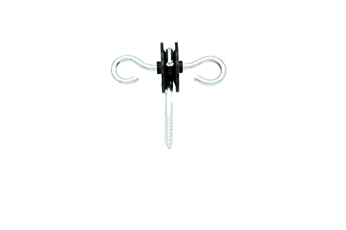 2 Rings Electric Fence Screw-in Gate Handle Anchor, Black, 4 | Wood Post Screw-in Insulator