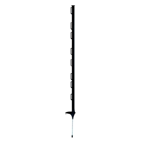 Sandbaggy 4 ft Plastic Step in Electric Fence Posts - UV Resistant - Temporary or Semi-Permanent Fencing for Livestock, Grazing, Gardening - Lightweight, Adjustable Height (4 ft, Black, 50)