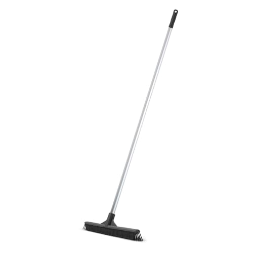 Superio 16"" Slim Silicone Salon Broom - Carpet Rake for Liquid, Human Hair, Pet Hair, and Fur Space Saving and Easy to Wash, Gray, 1281-993 - color: Silicone, size: 54"