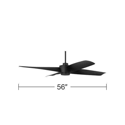 Casa Vieja 56" Grand Milano Black Outdoor Ceiling Fan with 24" Downrod | Modern Industrial Style Remote Control Damp Rated for Patio Exterior House Home Porch Gazebo Garage Barn - size: Includes 24" Rod