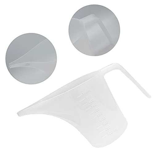 4 Pack Plastic Funnel Pitcher,Measuring Cup with Long Spout,Large Capacity Easy Pour Cup,Perfect for Bakeware Mold,Oils,Watering Plants(1000ml) - color: 4 Pack Plastic Funnel Pitcher