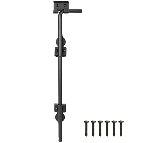 18 Inch Cane Bolt Gate Drop Rod Heavy Duty Gate Hardware, Gate Ground Latch for Wooden Fences, Metal Gates Doors Stopper for Gate Ground, Wrought Iron Gate Latches, Black Finish(1 Pack) - size: 18 Inch
