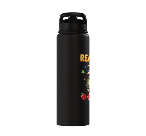 Ready To Learn Goat Student Back To School Kids Boy Girl Stainless Steel Insulated Water Bottle - color: Black
