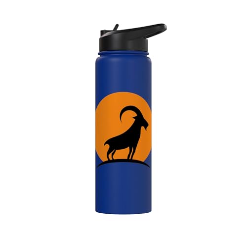 Sunset Wild Goat Capricorn Lover Gift Adult Men Women Kids Stainless Steel Insulated Water Bottle - color: Royal Blue