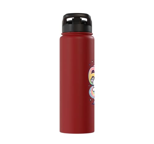 Magical Rainbow Dabbing Goat Funny Six Seven Meme Kids Teens Stainless Steel Insulated Water Bottle - color: Red