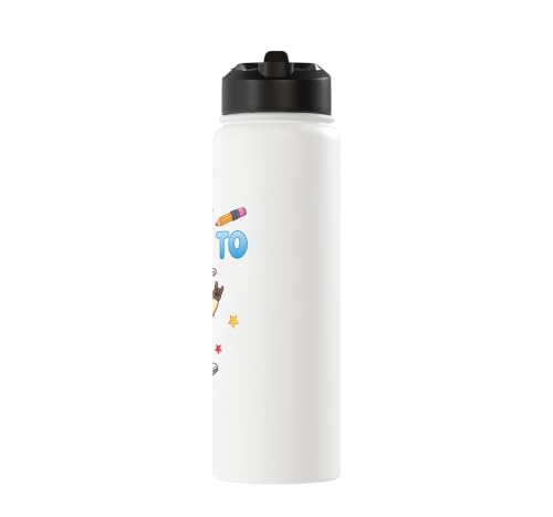 Ready To Learn Goat Student Back To School Kids Boy Girl Stainless Steel Insulated Water Bottle - color: White