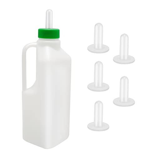 850ml Lamb Bottle Kit with Hand Grip for Newborn Farm Animals | Includes 5x Soft Replacement Teats, for Feeding Lambs, Calves & Piglets, Colostrum Nursing Bottle