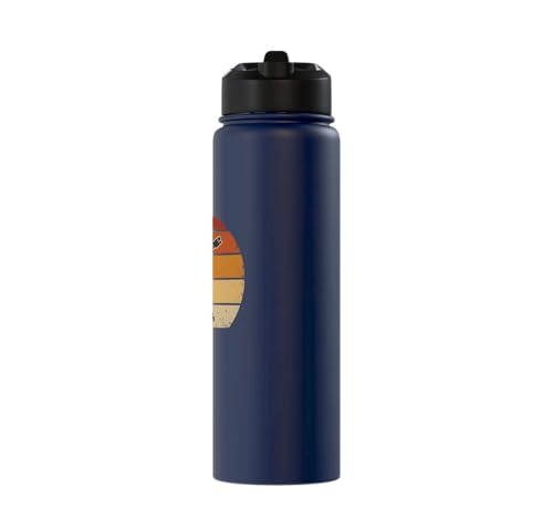 Dabbing Goat Funny Farm Animal Kids Retro Sunset Cool Stainless Steel Insulated Water Bottle - color: Navy Blue