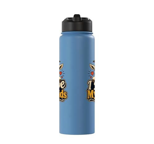 Goat Lover Farm Kids Animal Heart Cute Stainless Steel Insulated Water Bottle - color: Light Blue