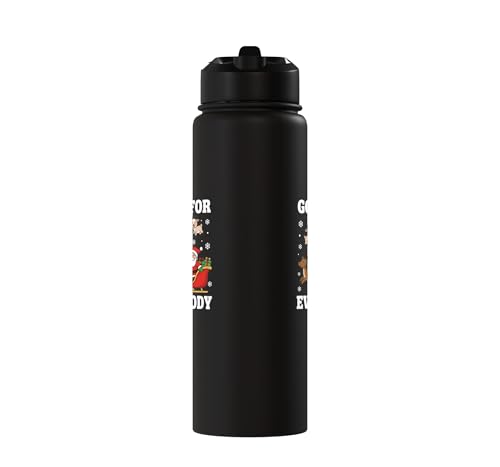 Goats For Everybody Christmas Kids Santa Reindeer Snowflake Stainless Steel Insulated Water Bottle - color: Black