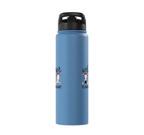 Whatever Floats Your Goat Humor Joke Farmer Women Girls Kids Stainless Steel Insulated Water Bottle - color: Light Blue