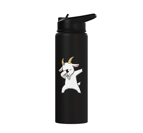 Dabbing Goat Kids Halloween Costume Cute Farm Animal Dab Stainless Steel Insulated Water Bottle - color: Black