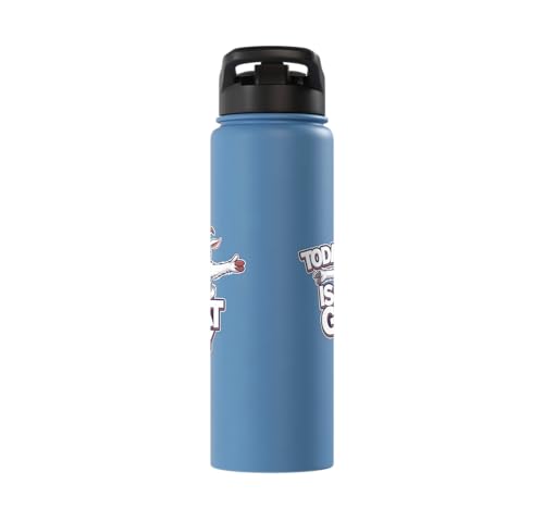 Childrens Today is a Goat Day Design | Kids Goat Stainless Steel Insulated Water Bottle - color: Light Blue