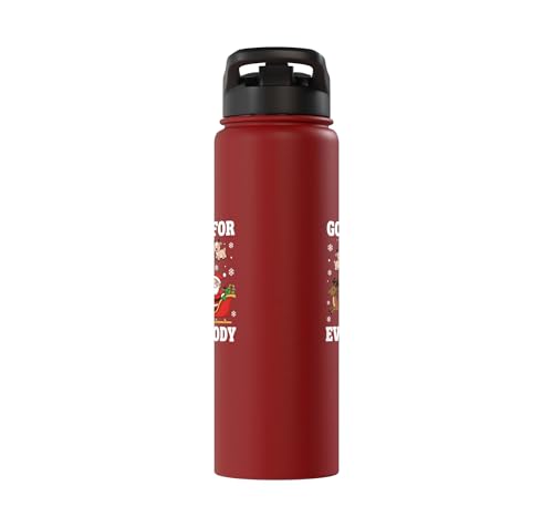 Goats For Everybody Christmas Kids Santa Reindeer Snowflake Stainless Steel Insulated Water Bottle - color: Red