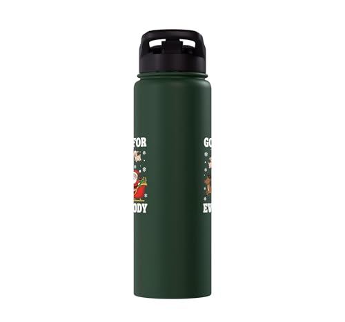 Goats For Everybody Christmas Kids Santa Reindeer Snowflake Stainless Steel Insulated Water Bottle - color: Dark Green