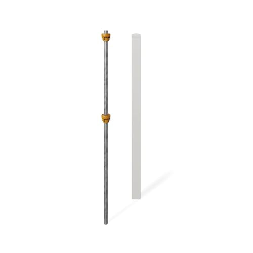 WamBam 6ft White Vinyl Finishing Post | No Dig, Steel Pipe Anchor, for Cambridge Fence, BL19112 - color: 6ft Tall Finishing Post