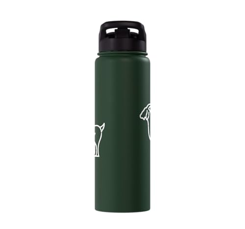 Goat Pocket Cute Farm Animal Boys Girls Kids Youth Women Men Stainless Steel Insulated Water Bottle - color: Dark Green