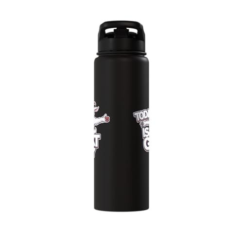 Childrens Today is a Goat Day Design | Kids Goat Stainless Steel Insulated Water Bottle - color: Black