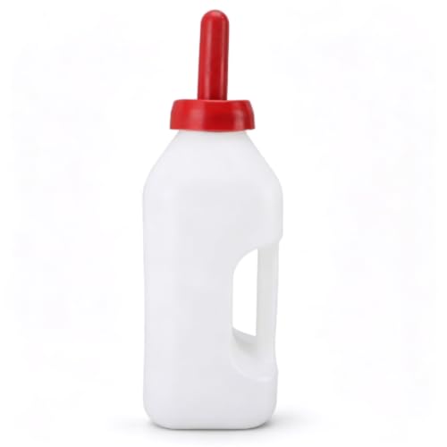 Calf Bottle, Calf Nursing Bottle with a Replacement Nipple 2l | 2 Quart Calf Nursing Bottle Rubber Screw Nipple with Silicone Replacemen Cap for Baby Cattle Lambs Goats Kids