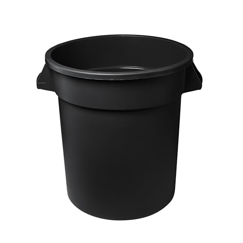 Feed and Seed Storage Container, 10 Gallon Black Round Commercial Trash Can/Ingredient Bin, Food Storage Plastic Bin, Use in Agricultural, Gardening, or Household - color: Black, size: 10 Gallon Container Only
