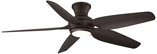 52" Del Diego Bronze Indoor/Outdoor Hugger Ceiling Fan with LED Light | Modern Industrial Style Remote Control Brown Damp Rated for Patio Exterior House Home Porch Gazebo Garage Barn