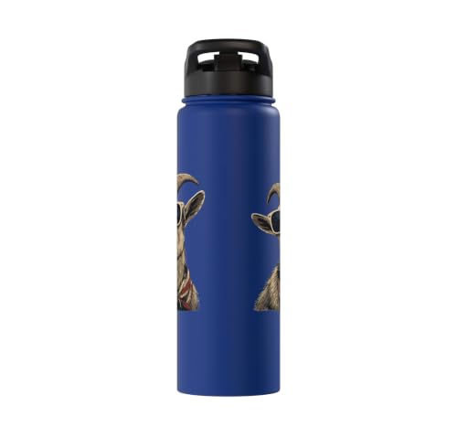 Goat Sunglasses USA Stainless Steel Insulated Water Bottle - color: Royal Blue