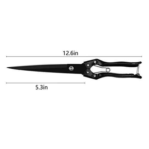 Grass Sheep Shear - Coated Wear-Resistant Handle, Manganese Steel Double-Edged, Strong Spring Suitable For Manual Shearing of Cow, Sheep, and Horse Hair (Black 12.6 inches) - color: Black 12.6 Inches