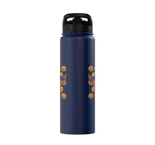 Halloween Goat Pumpkin Farm Animal Costume Men Women Kids Stainless Steel Insulated Water Bottle - color: Navy Blue