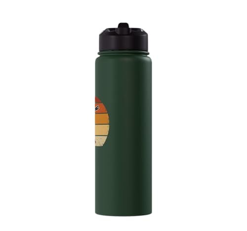 Dabbing Goat Funny Farm Animal Kids Retro Sunset Cool Stainless Steel Insulated Water Bottle - color: Dark Green