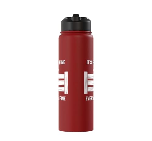 It's Fine I'm Fine Everything's Fine Goat Farm Mom Funny Kid Stainless Steel Insulated Water Bottle - color: Red