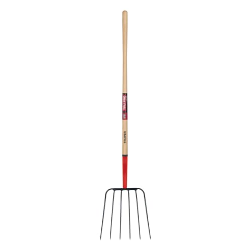 Truper TruPro 6-Tine Forged Manure Fork, 54-Inch Premium North American Ash Wood Long Handle, Heavy-Duty Agricultural, Ranch, and Composting Pitchfork (Model 30317 / BPJ-6E) - size: 54-Inch, style: Tru Pro - Manure Fork 6-Tine