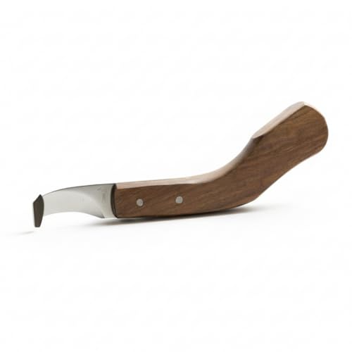 Farrier Tool - Japanese Stainless steel Double Edge Sharp Hoof Knife - Smooth Wooden Handle made of Premium Materials for Right Hand