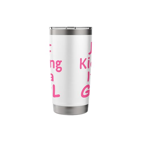 Just Kidding It's a Girl Pink Gender Reveal Party Supplies Stainless Steel Insulated Tumbler - color: White, size: 20 Ounces