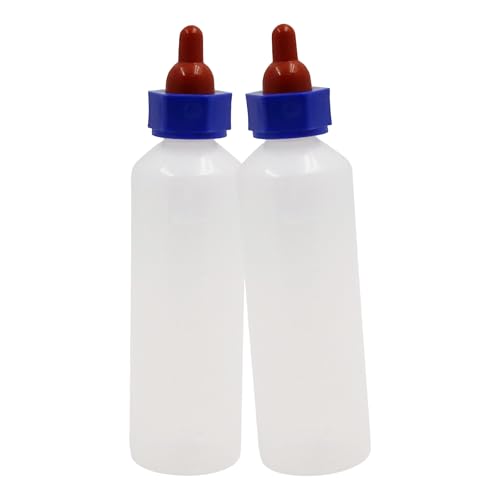2PCS 500ml Calf Nursing Feeder Bottle with Rubber Nipple Milk Feeder Feeding Bottles,Farm Goat Calf Sheep Milk Feeder Livestock Tools (500ml 2pcs) - size: 1 Count (Pack of 2)