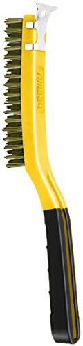 ALLWAY SB319/BB Brass Wire Brush with Scraper | Soft-Grip Handle, Chemical and Solvent Resistant Bristles, 3 x 19 Rows - style: Brass Wire Brush with Scraper
