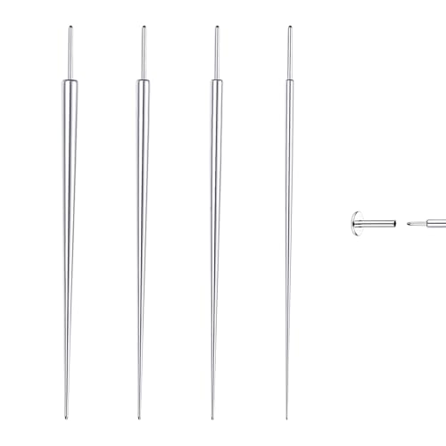 GEMQUEEN Piercing Ball Grabber Tool, 14-20G Taper for Changing Jewelry | Surgical Steel Flat Back Earrings Threader Tool Insertion Pin, Body Piercing Kit for Ear Rook Conch Nose Lip Jewelry Removal - style: Straight Threadless(14G 16G 18G 20G)