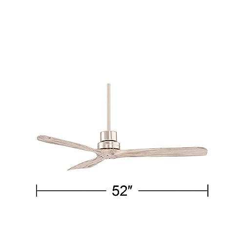 52" Delta DC Nickel and Gray 3 Blade Indoor Ceiling Fan with Remote | Wing Style Modern Silver Wood Damp Rated for Patio Exterior House Home Porch Gazebo Garage Barn 6" - size: Includes 6" Rod