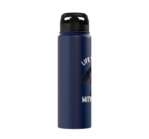 Funny Life is Better with Goats Whisperer Goat Lover Kids Stainless Steel Insulated Water Bottle - color: Navy Blue