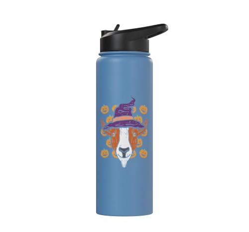 Halloween Goat Pumpkin Farm Animal Costume Men Women Kids Stainless Steel Insulated Water Bottle - color: Light Blue