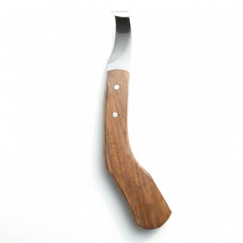Farrier Tool - Japanese Stainless steel Double Edge Sharp Hoof Knife - Smooth Wooden Handle made of Premium Materials for Right Hand
