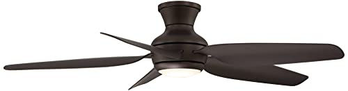 52" Del Diego Bronze Indoor/Outdoor Hugger Ceiling Fan with LED Light | Modern Industrial Style Remote Control Brown Damp Rated for Patio Exterior House Home Porch Gazebo Garage Barn