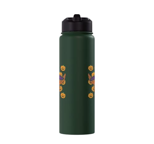 Halloween Goat Pumpkin Farm Animal Costume Men Women Kids Stainless Steel Insulated Water Bottle - color: Dark Green