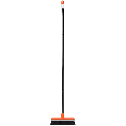 Deck Brush with Long Handle, Stiff Bristle Floor Scrub Broom, 55'' Outdoor Scrubber Remove Dirt, Leaves, Snow on Carpet, Patios, Garage, Concrete