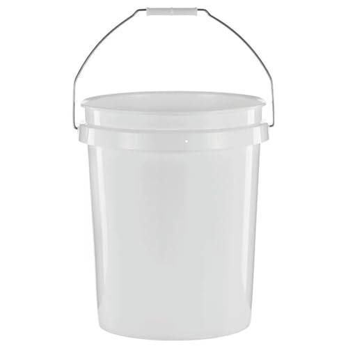 (2 Pack) 5 Gallon Round Utility Bucket, Comfort Handle, Plastic, White