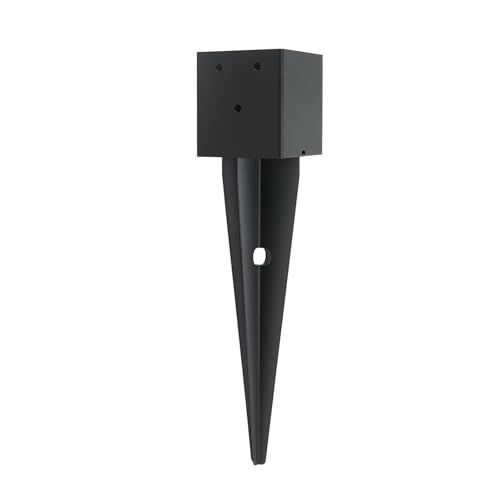 4 Pcs 4 "x 4 "Fence Post Anchor Ground Spike 16"(Fit 3.6 ” X 3.6”) | Heavy Duty Carbon Steel Fence Stakes Post Base With Black Powder Coated For Mailboxes|Fence|Trellis Posts|Banner