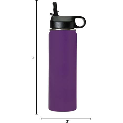 LaserGram Personalized 20oz Water Bottle, Horse (Dark Purple) | Engraved Gift, Vacuum Insulated Stainless Steel, Flip-Top Straw Lid, Laser Engraved With Your Name - color: Dark Purple, size: 20 Ounces