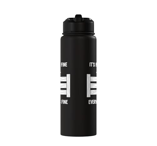 It's Fine I'm Fine Everything's Fine Goat Farm Mom Funny Kid Stainless Steel Insulated Water Bottle - color: Black