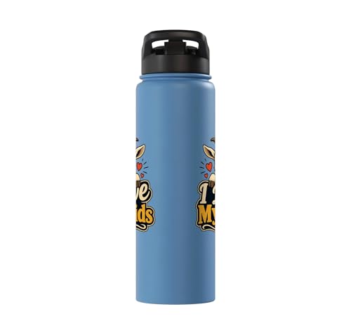 Goat Lover Farm Kids Animal Heart Cute Stainless Steel Insulated Water Bottle - color: Light Blue