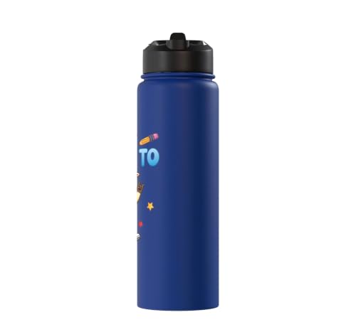 Ready To Learn Goat Student Back To School Kids Boy Girl Stainless Steel Insulated Water Bottle - color: Royal Blue